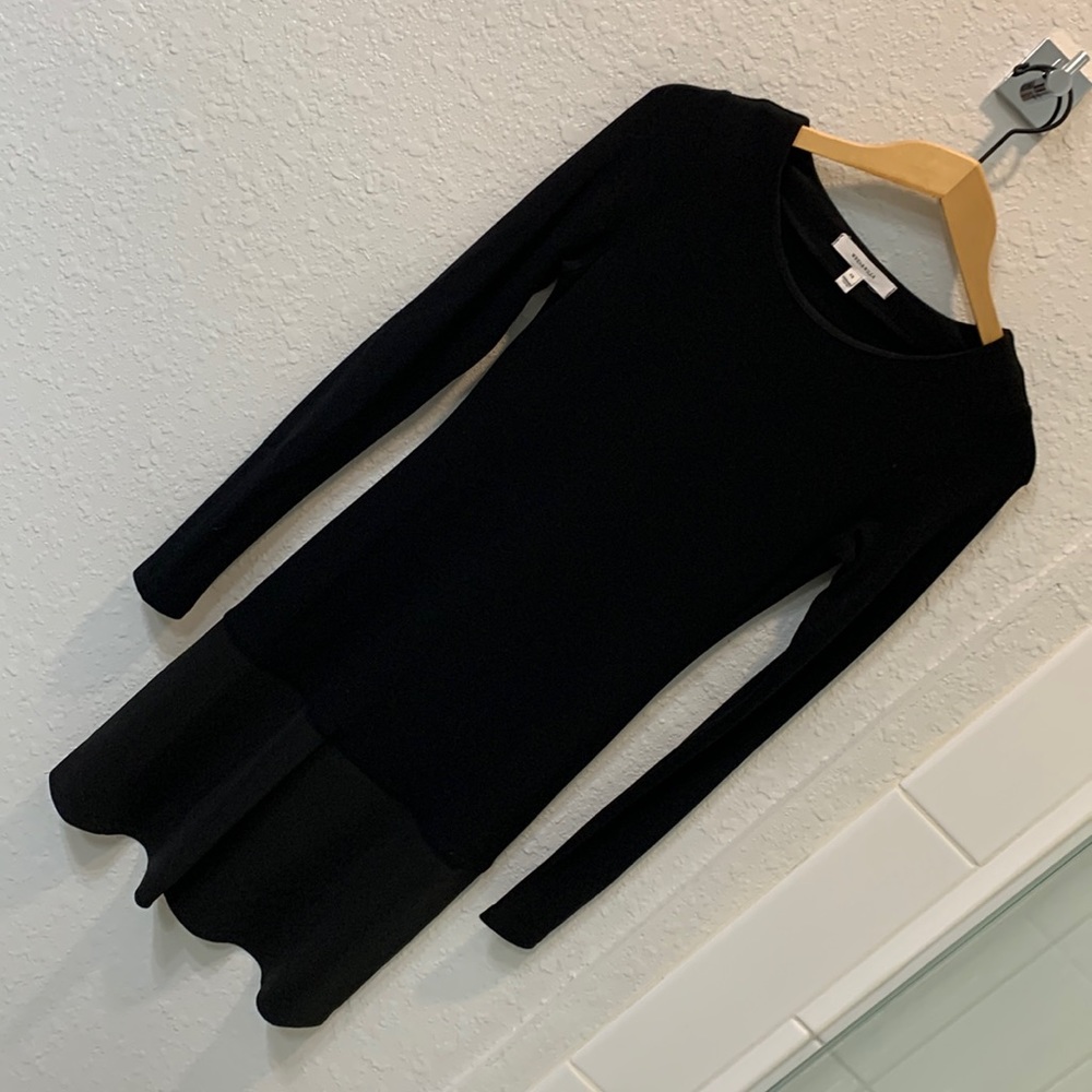 Simple black dress with faux leather